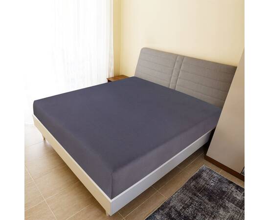 Cearșaf de pat cu elastic, 2 buc., antracit, 140x200 cm, bumbac