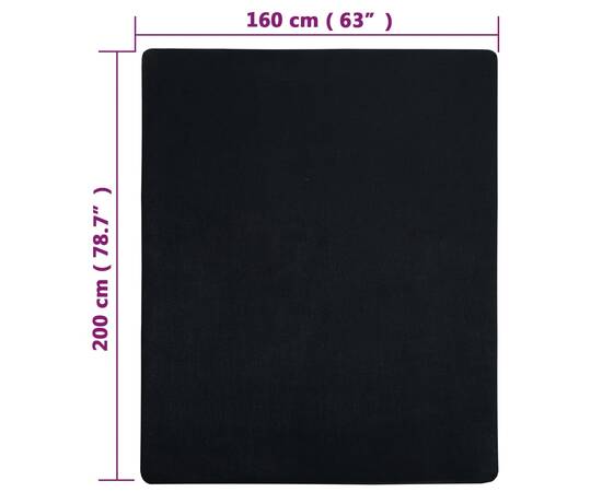 Cearșaf de pat cu elastic, 2 buc., negru, 160x200 cm, bumbac, 5 image