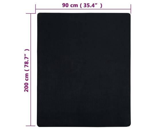Cearșaf de pat cu elastic, 2 buc., negru, 90x200 cm, bumbac, 5 image