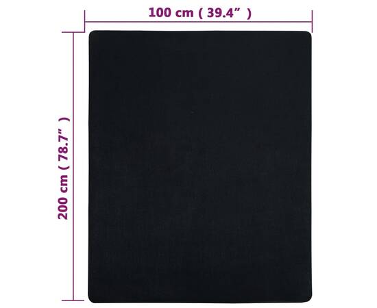 Cearșaf de pat cu elastic, negru, 100x200 cm, bumbac, 5 image