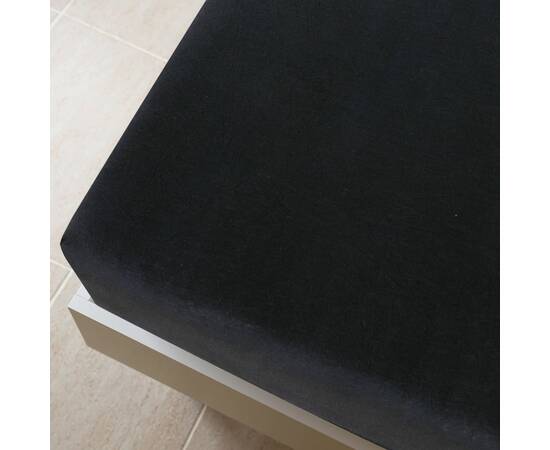 Cearșaf de pat cu elastic, negru, 90x200 cm, bumbac, 4 image
