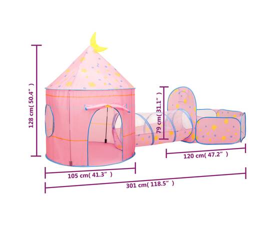Cort de joacă pentru copii, roz, 301x120x128 cm, 10 image