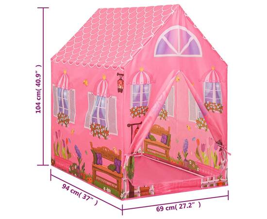 Cort de joacă pentru copii, roz, 69x94x104 cm, 8 image