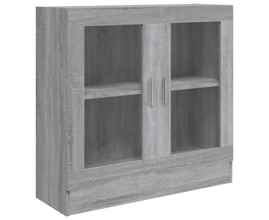 Dulap cu vitrină, gri sonoma, 82,5x30,5x80 cm, lemn prelucrat, 2 image
