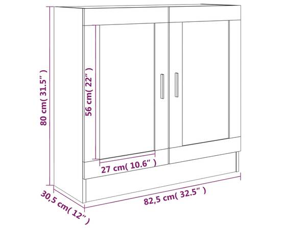 Dulap cu vitrină, stejar fumuriu 82,5x30,5x80 cm lemn prelucrat, 9 image