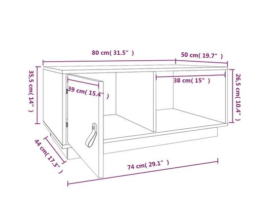 Măsuță de cafea, alb, 80x50x35,5 cm, lemn masiv de pin, 11 image