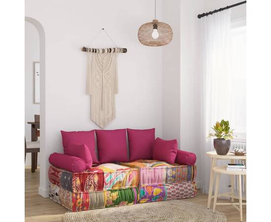 Set de perne decorative, 7 piese, roz, material textil