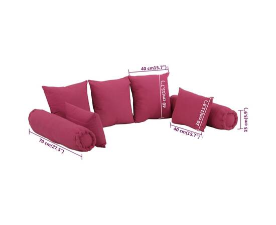 Set de perne decorative, 7 piese, roz, material textil, 7 image