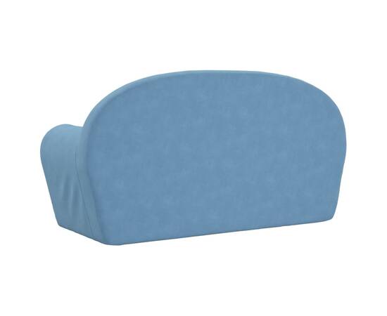 Canapea pentru copii cu 2 locuri, albastru, pluș moale, 5 image
