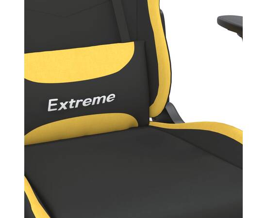 Scaun de gaming pivotant cu taburet negru/galben deschis textil, 9 image