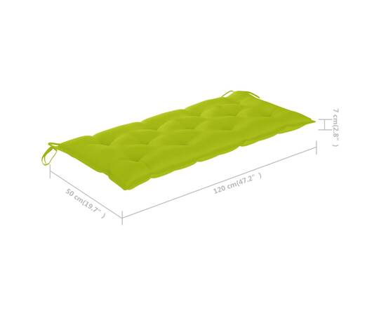 Pernă bancă de grădină, verde aprins, 120 x 50 x 7 cm, textil, 5 image