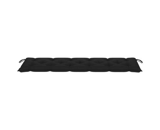 Pernă pentru bancă de grădină, negru, 180x50x7 cm, textil, 3 image