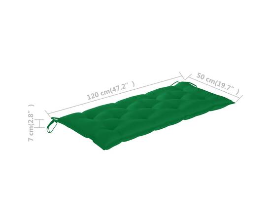 Pernă pentru bancă de grădină, verde, 120x50x7 cm, textil, 5 image