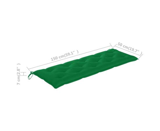 Pernă pentru bancă de grădină, verde, 150x50x7 cm, textil, 5 image
