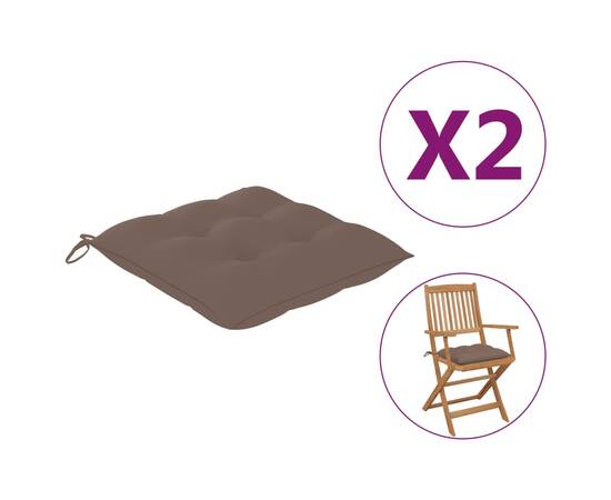 Perne de scaun, 2 buc., gri taupe, 40 x 40 x 7 cm, textil