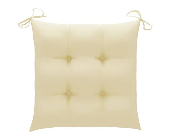 Perne de scaun, 4 buc., alb crem, 50x50x7 cm, material textil, 2 image