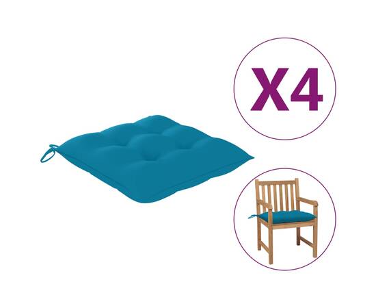 Perne de scaun, 4 buc., albastru deschis, 40x40x7 cm, textil