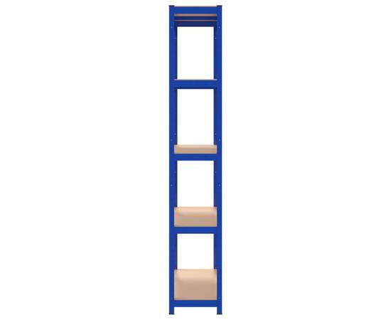 Rafturi de depozitare cu 5 niveluri, 3 buc., albastru oțel/lemn, 6 image
