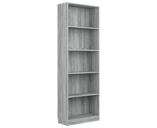 Bibliotecă cu 5 niveluri gri sonoma 60x24x175 cm lemn compozit, 2 image