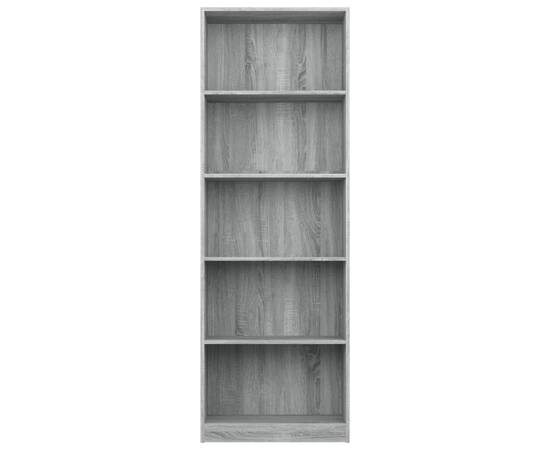 Bibliotecă cu 5 niveluri gri sonoma 60x24x175 cm lemn compozit, 4 image