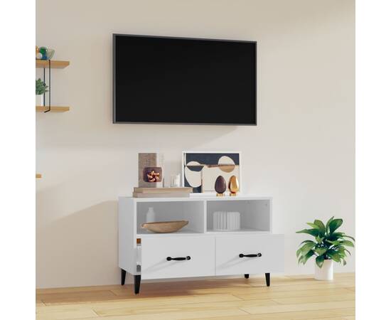 Comodă tv, alb, 80x36x50 cm, lemn prelucrat, 3 image