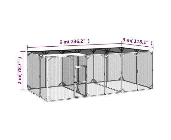 Coteț de găini, 600x300x200 cm, lemn masiv de pin impregnat, 6 image
