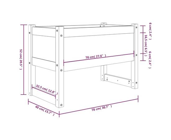Jardinieră, gri , 78x40x52 cm, lemn masiv de pin, 7 image