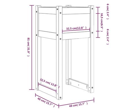 Jardiniere, 2 buc, 40x40x81 cm, lemn masiv de pin, 8 image