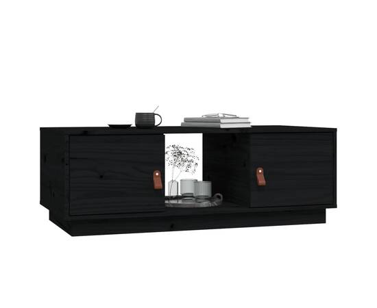 Măsuță de cafea, negru, 100x50x35 cm, lemn masiv de pin, 4 image