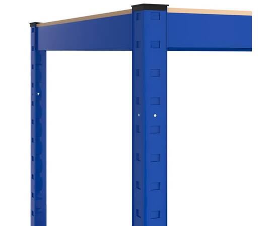 Raft de colț cu 4 niveluri, albastru, oțel și lemn compozit, 8 image