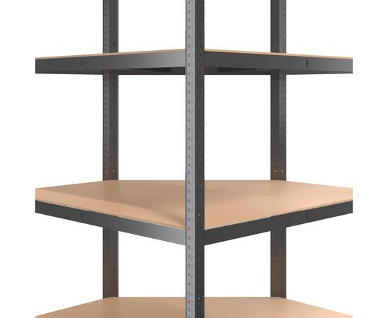 Raft de colț cu 4 niveluri, antracit, oțel & lemn compozit, 7 image