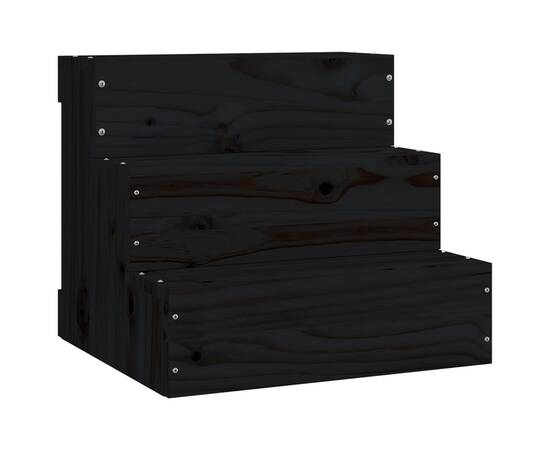 Scară animale de companie, negru, 40x37,5x35 cm, lemn masiv pin, 2 image