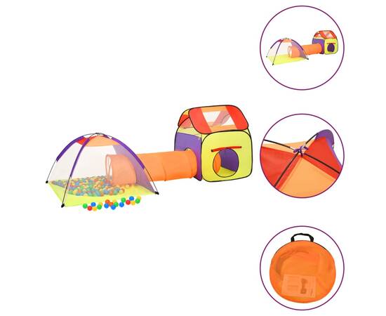 Cort de joacă pentru copii 250 bile, multicolor, 338x123x111 cm