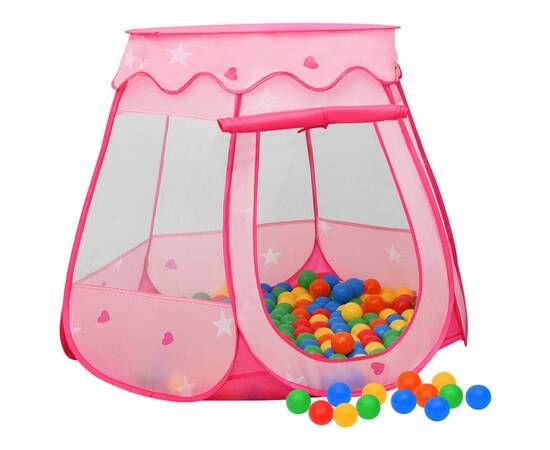 Cort de joacă pentru copii cu 250 bile, roz, 102x102x82 cm