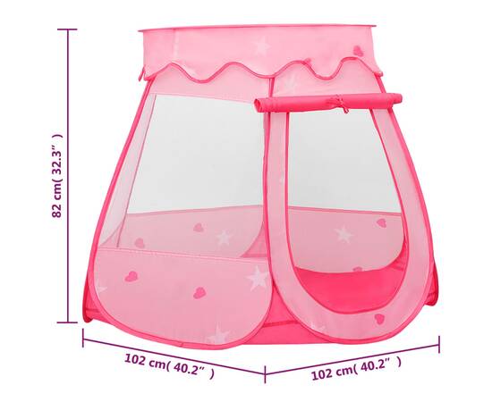 Cort de joacă pentru copii cu 250 bile, roz, 102x102x82 cm, 11 image