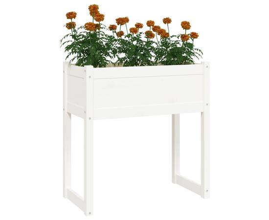 Jardinieră, alb, 78x40x81 cm, lemn masiv de pin, 4 image