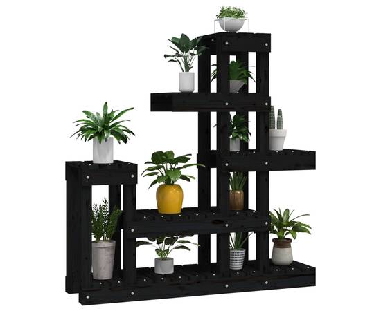 Suport pentru plante, negru,92x25x97 cm, lemn masiv de pin, 4 image