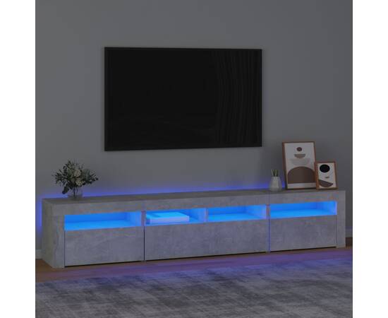 Comodă tv cu lumini led, gri beton, 210x35x40 cm