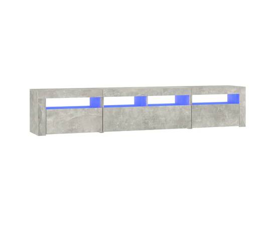 Comodă tv cu lumini led, gri beton, 210x35x40 cm, 2 image