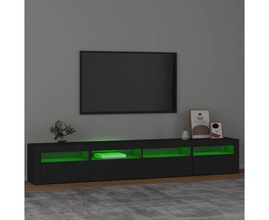 Comodă tv cu lumini led, negru, 240x35x40cm, 4 image