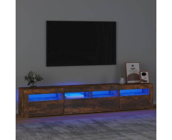 Comodă tv cu lumini led, stejar fumuriu, 210x35x40 cm