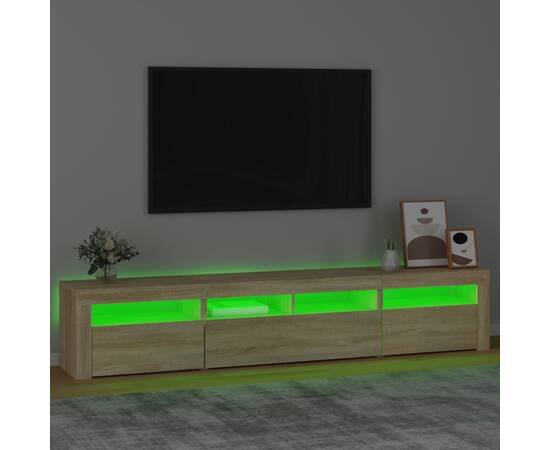 Comodă tv cu lumini led, stejar sonoma, 210x35x40 cm, 4 image