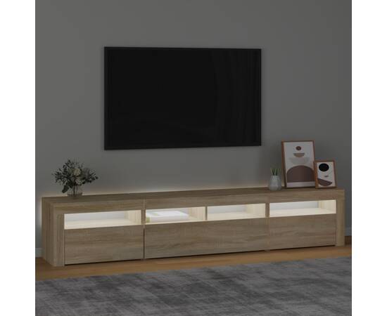 Comodă tv cu lumini led, stejar sonoma, 210x35x40 cm, 3 image