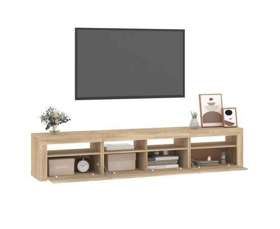 Comodă tv cu lumini led, stejar sonoma, 210x35x40 cm, 6 image