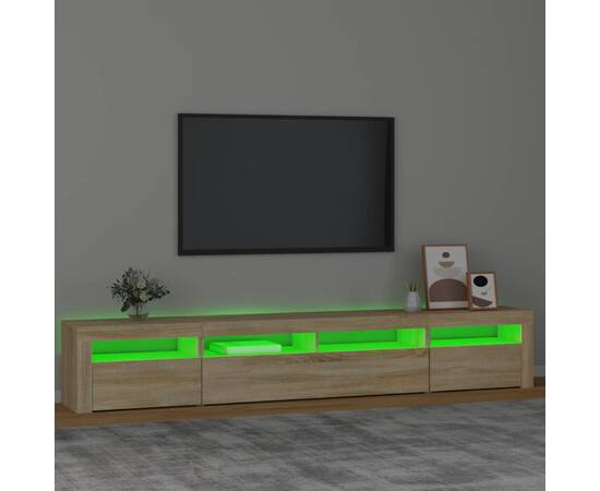 Comodă tv cu lumini led, stejar sonoma, 240x35x40cm, 4 image