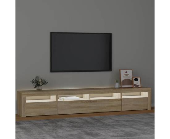 Comodă tv cu lumini led, stejar sonoma, 240x35x40cm, 3 image