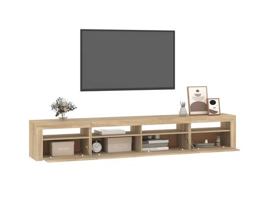 Comodă tv cu lumini led, stejar sonoma, 240x35x40cm, 6 image