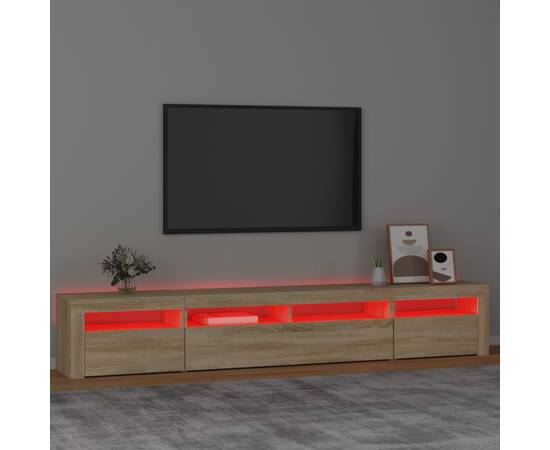 Comodă tv cu lumini led, stejar sonoma, 240x35x40cm, 5 image