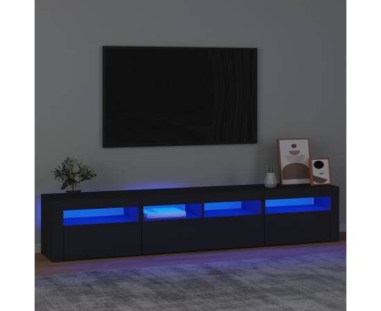 Dulap tv cu lumini led, negru, 210x35x40 cm