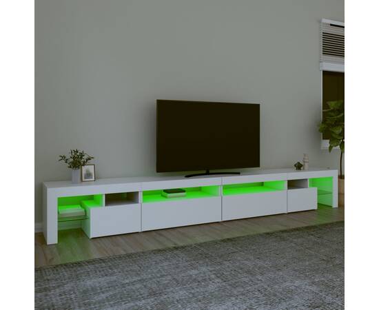 Comodă tv cu lumini led, alb, 290x36,5x40 cm, 4 image